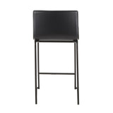 Mara 26" Contemporary Counter Stool in Black Metal and Black Faux Leather by LumiSource - Set of 2