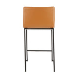 Mara 26" Contemporary Counter Stool in Black Metal and Camel Faux Leather by LumiSource - Set of 2