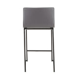 Mara 26" Contemporary Counter Stool in Black Metal and Grey Faux Leather by LumiSource - Set of 2