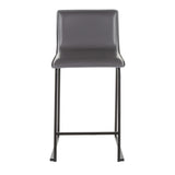 Mara 26" Contemporary Counter Stool in Black Metal and Grey Faux Leather by LumiSource - Set of 2