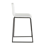 Mara 26" Contemporary Counter Stool in Black Metal and White Faux Leather by LumiSource - Set of 2