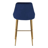 Marcel Contemporary/Glam Counter Stool in Gold Metal and Blue Velvet by LumiSource - Set of 2