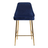 Marcel Contemporary/Glam Counter Stool in Gold Metal and Blue Velvet by LumiSource - Set of 2