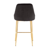 Marcel Contemporary/Glam Counter Stool in Gold Metal and Black Velvet by LumiSource - Set of 2