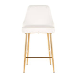 Marcel Contemporary/Glam Counter Stool in Gold Metal and White Velvet by LumiSource - Set of 2