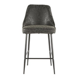 Marcel Contemporary Counter Stool in Black Metal and Black Faux Leather by LumiSource - Set of 2
