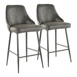 Marcel Contemporary Counter Stool in Black Metal and Black Faux Leather by LumiSource - Set of 2