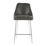 Marcel Contemporary Counter Stool in Chrome and Black Faux Leather by LumiSource - Set of 2
