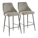 Marcel Contemporary Counter Stool in Black Metal and Grey Faux Leather by LumiSource - Set of 2