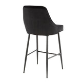 Marcel Contemporary Counter Stool in Black Metal and Black Velvet by LumiSource - Set of 2