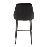 Marcel Contemporary Counter Stool in Black Metal and Black Velvet by LumiSource - Set of 2