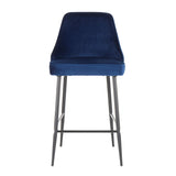 Marcel Contemporary Counter Stool in Black Metal and Navy Blue Velvet by LumiSource - Set of 2