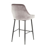 Marcel Contemporary Counter Stool in Black Metal and Silver Velvet by LumiSource - Set of 2