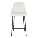 Marcel Contemporary Counter Stool in Black Metal and White Velvet by LumiSource - Set of 2