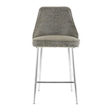 Marcel Contemporary Counter Stool in Chrome and Grey Faux Leather by LumiSource - Set of 2