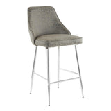 Marcel Contemporary Counter Stool in Chrome and Grey Faux Leather by LumiSource - Set of 2