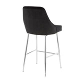 Marcel Contemporary Counter Stool in Chrome and Black Velvet by LumiSource - Set of 2