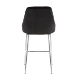 Marcel Contemporary Counter Stool in Chrome and Black Velvet by LumiSource - Set of 2