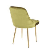 Marcel Contemporary Dining Chair with Gold Frame and Green Velvet Fabric by LumiSource - Set of 2