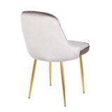 Marcel Contemporary Dining Chair with Gold Frame and Silver Velvet Fabric by LumiSource - Set of 2