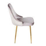 Marcel Contemporary Dining Chair with Gold Frame and Silver Velvet Fabric by LumiSource - Set of 2