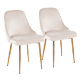 Marcel Contemporary Dining Chair with Gold Frame and Cream Velvet Fabric by LumiSource - Set of 2