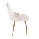 Marcel Contemporary Dining Chair with Gold Frame and Cream Velvet Fabric by LumiSource - Set of 2