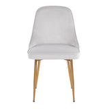 Marcel Contemporary Dining Chair with Gold Frame and Stormy White Velvet Fabric by LumiSource - Set of 2