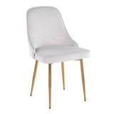 Marcel Contemporary Dining Chair with Gold Frame and Stormy White Velvet Fabric by LumiSource - Set of 2