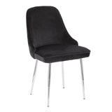 Marcel Contemporary Dining Chair with Chrome Frame and Black Velvet Fabric by LumiSource - Set of 2