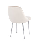 Marcel Contemporary Dining Chair with Chrome Frame and Cream Velvet Fabric by LumiSource - Set of 2