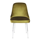 Marcel Contemporary Dining Chair with Chrome Frame and Green Velvet Fabric by LumiSource - Set of 2