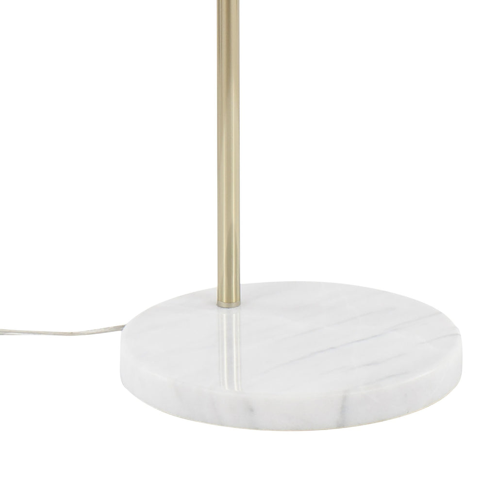 Marcel Contemporary/Glam Floor Lamp in White Marble and Gold Metal with Clear and Frosted Glass Shade by LumiSource