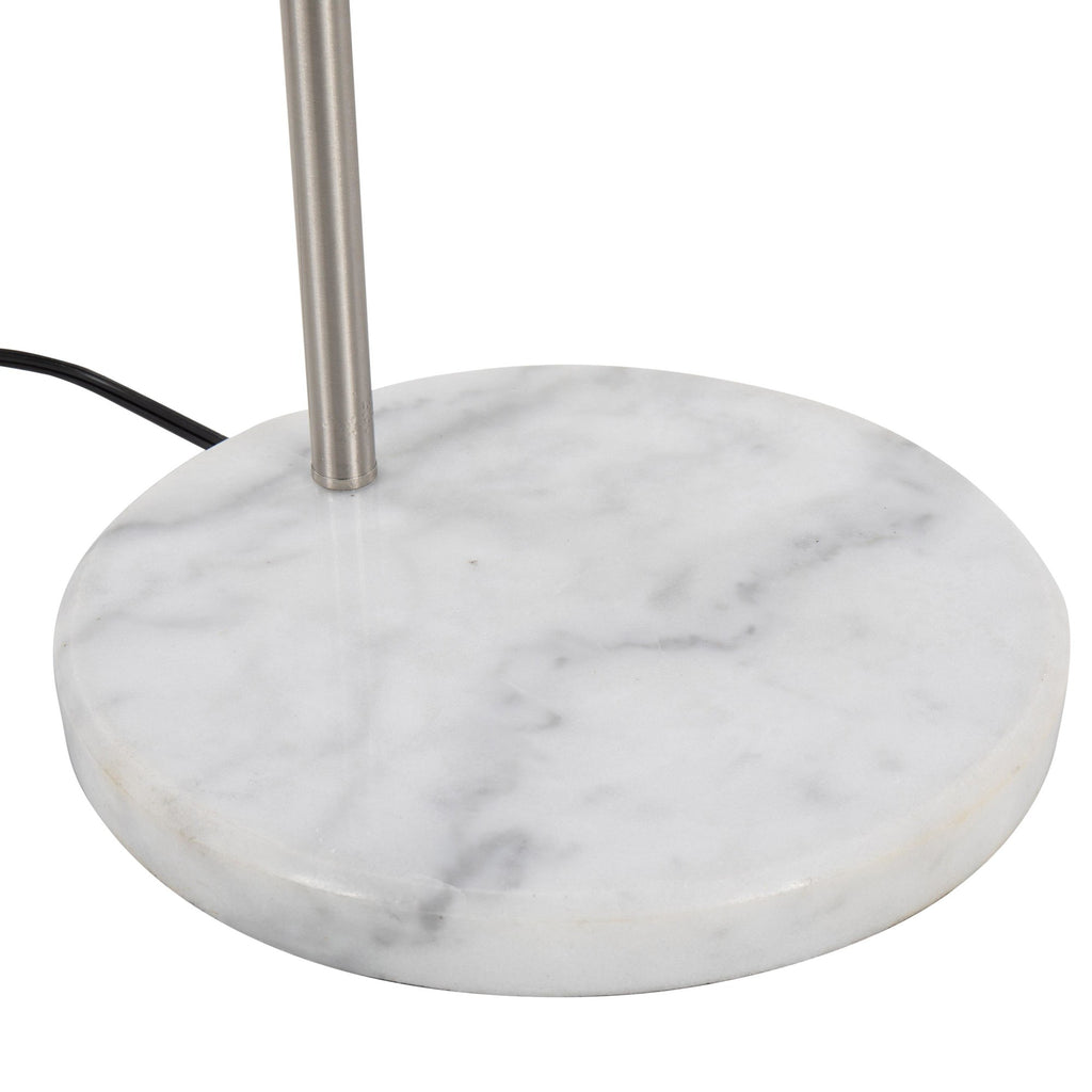Marcel Contemporary/Glam Floor Lamp in White Marble and Nickel Metal with Clear and Frosted Glass Shade by LumiSource