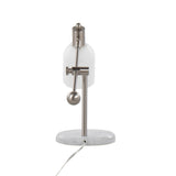 Marcel Contemporary Table Lamp in White Marble, Nickel Metal and Frosted Glass by LumiSource