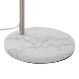 March Contemporary Floor Lamp in White Marble and Nickel with Antique Brass Metal Shade by LumiSource