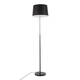 March Contemporary Floor Lamp in Black Marble and Black Metal with Black Linen Shade by LumiSource