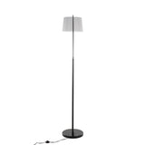 March Contemporary Floor Lamp in Black Marble and Black Metal with Grey Linen Shade by LumiSource