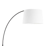 March Contemporary Floor Lamp in Black Marble and Black Metal with White Linen Shade by LumiSource
