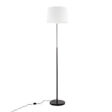 March Contemporary Floor Lamp in Black Marble and Black Metal with White Linen Shade by LumiSource