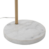 March Contemporary Floor Lamp in White Marble and Antique Brass with Black Linen Shade Metal by LumiSource