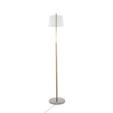 March Contemporary Floor Lamp in White Marble and Antique Brass with White Linen Shade Metal by LumiSource