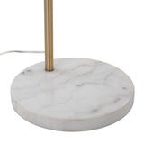 March Contemporary Floor Lamp in White Marble and Antique Brass with White Linen Shade Metal by LumiSource