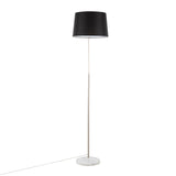 March Contemporary Floor Lamp in White Marble and Nickel with Black Linen Shade by LumiSource