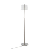 March Contemporary Floor Lamp in White Marble and Nickel with White Linen Shade by LumiSource