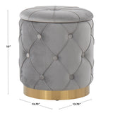 Marche Contemporary/Glam Nesting Ottoman Set in Gold Metal and Silver Velvet by LumiSource