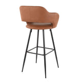 Margarite Contemporary Barstool in Black Metal and Brown Faux Leather by LumiSource - Set of 2
