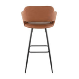 Margarite Contemporary Barstool in Black Metal and Brown Faux Leather by LumiSource - Set of 2