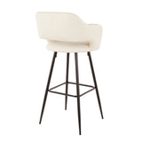 Margarite Contemporary Barstool in Black Metal and Cream Faux Leather by LumiSource - Set of 2