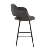 Margarite Contemporary Counter Stool in Black Metal and Grey Faux Leather by LumiSource - Set of 2